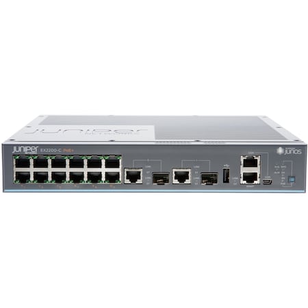 Juniper Ex2200-C Compact Fanless 12Pt 10/100/1000 Poe+ Swtch EX2200-C-12P-2G